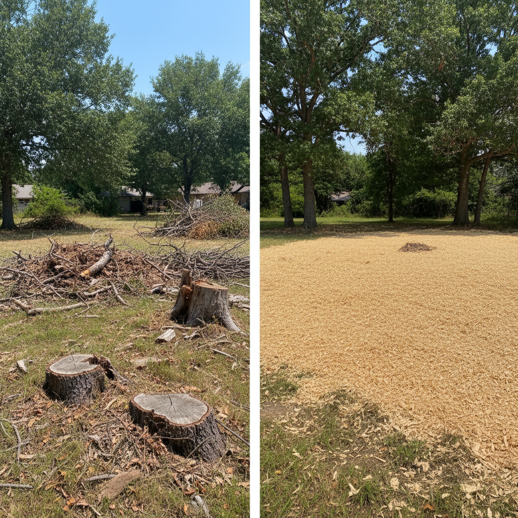 Completed lot clearing work at a residential property in La Vernia, TX