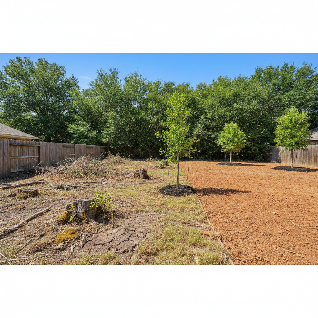 Completed land clearing work at a residential property in Converse, TX