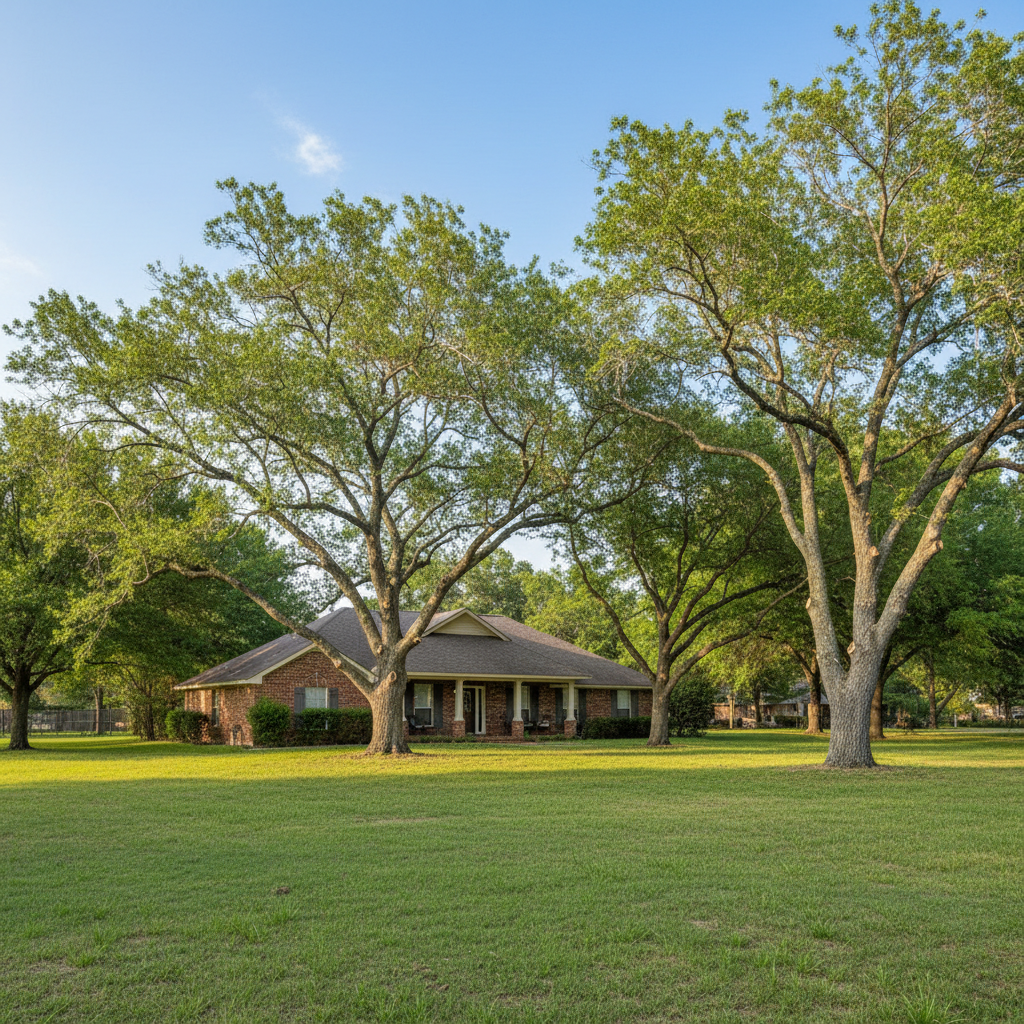 Completed tree trimming work at a residential property in La Grange, TX