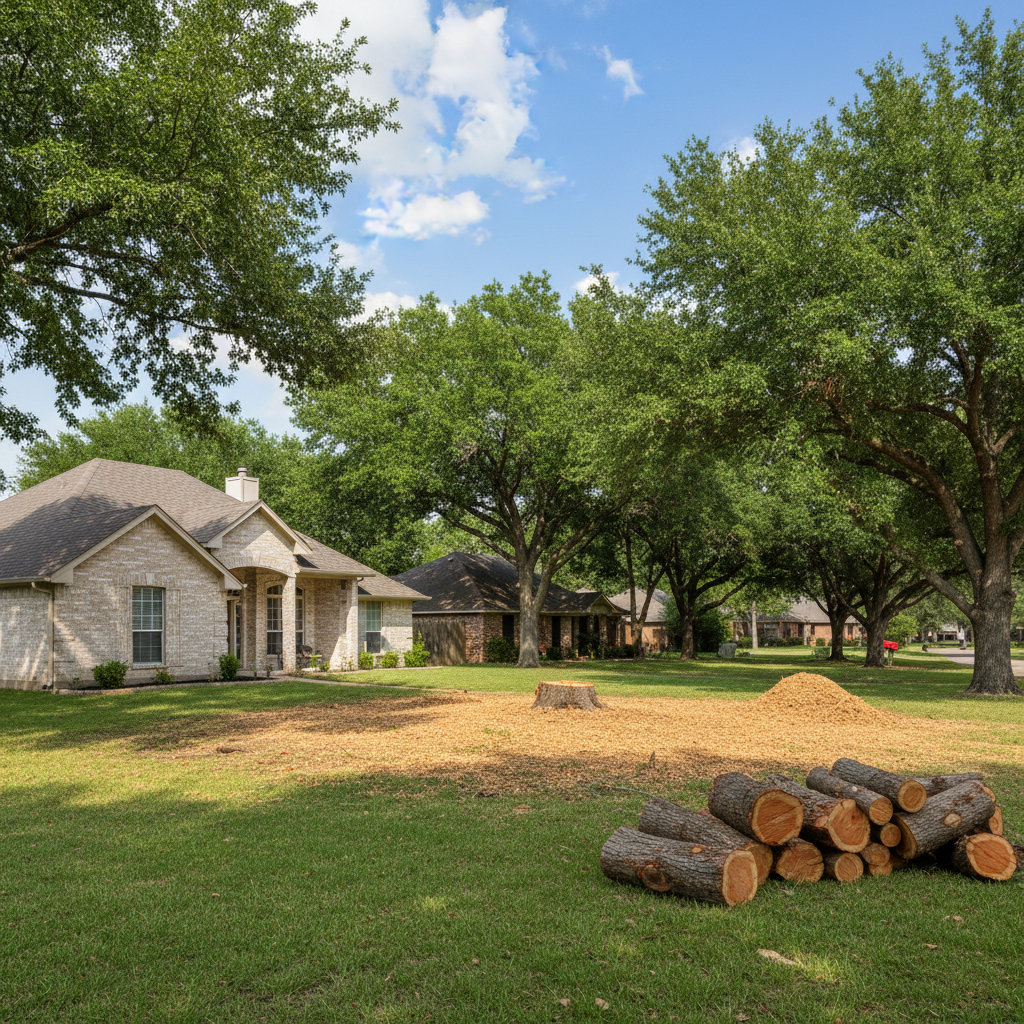 Completed emergency tree removal work at a residential property in Kyle, TX