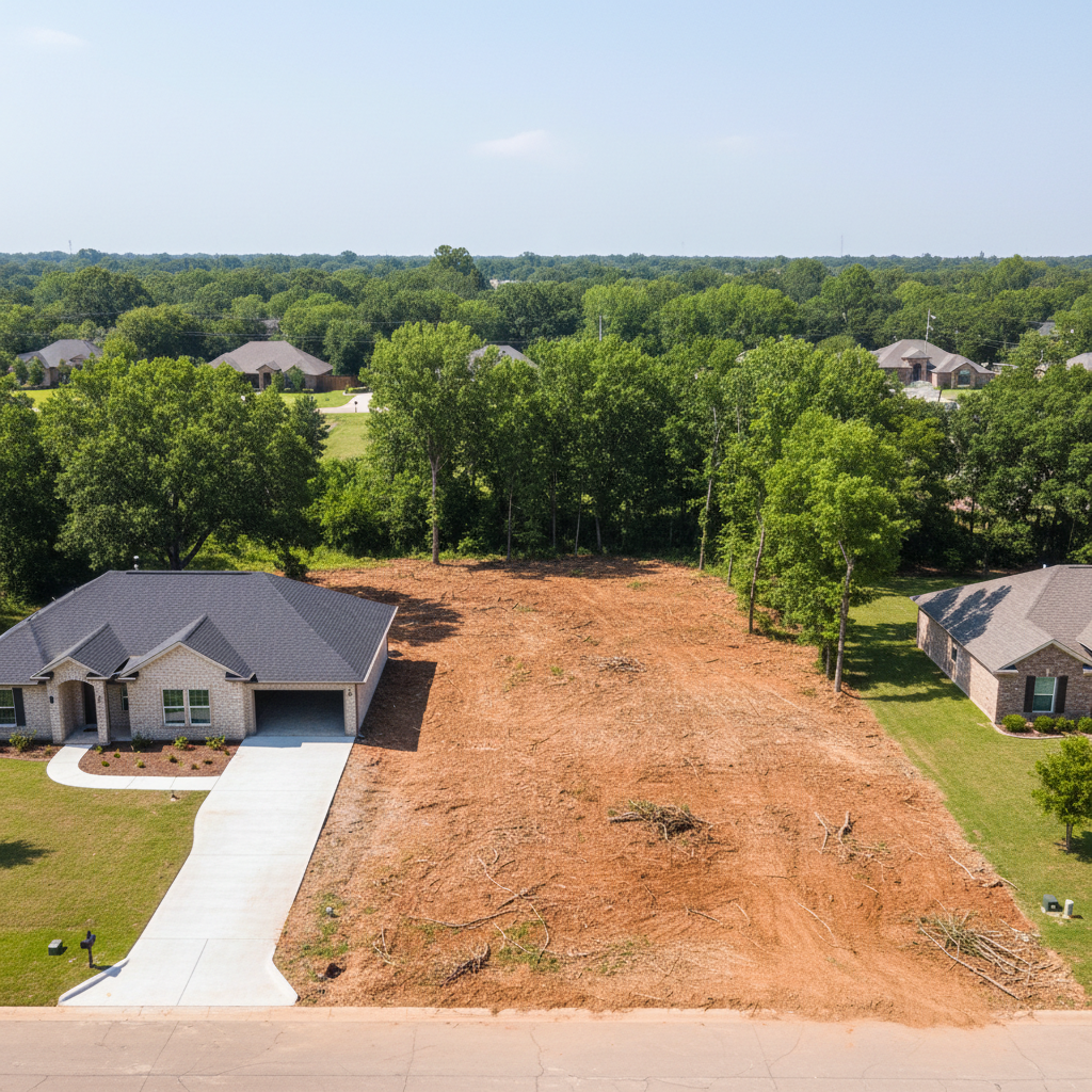 Completed lot clearing work at a residential property in Luling, TX