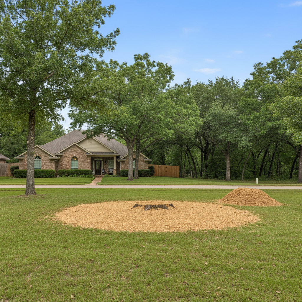 Completed stump grinding & removal work at a residential property in Luling, TX