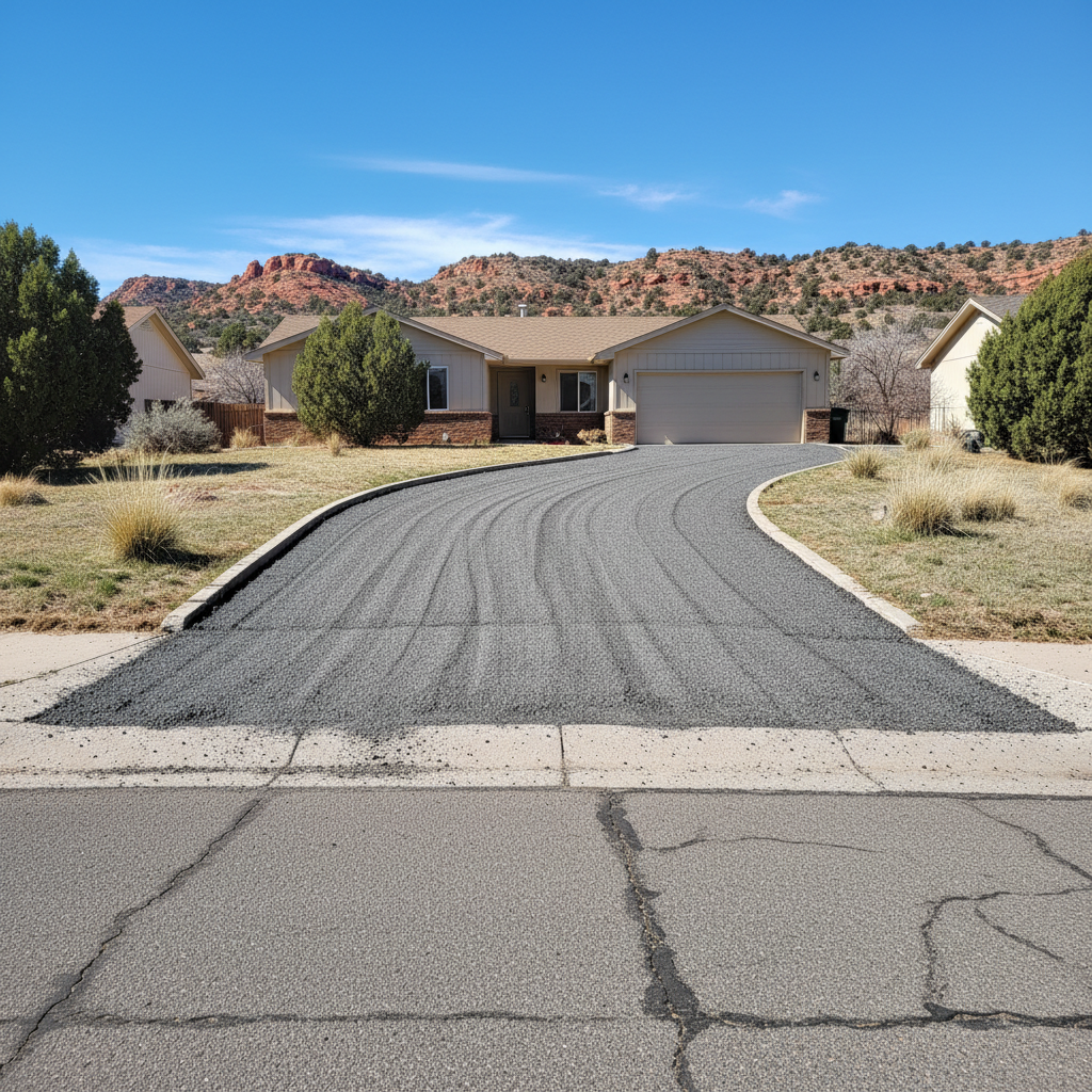 Completed asphalt milling work at a residential property in Veyo, UT