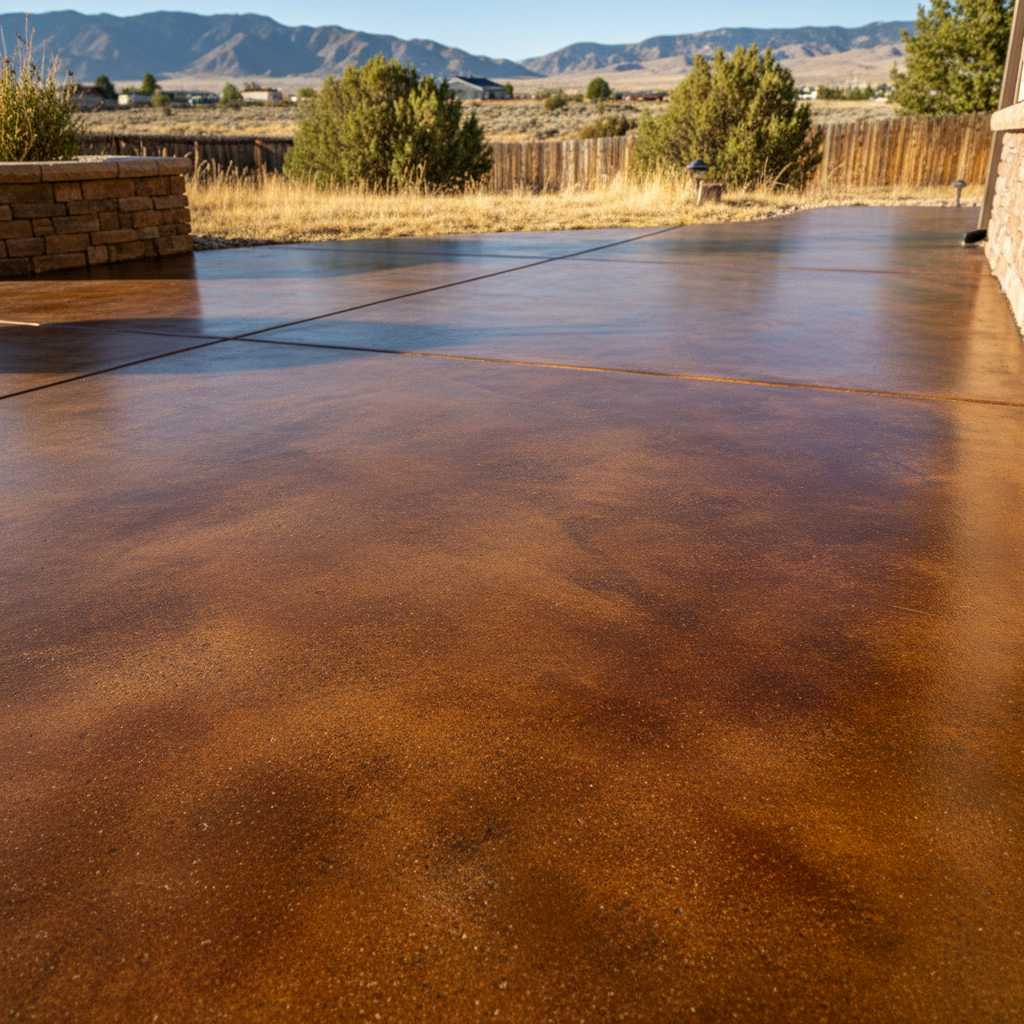 Completed concrete staining work at a residential property in Layton, UT