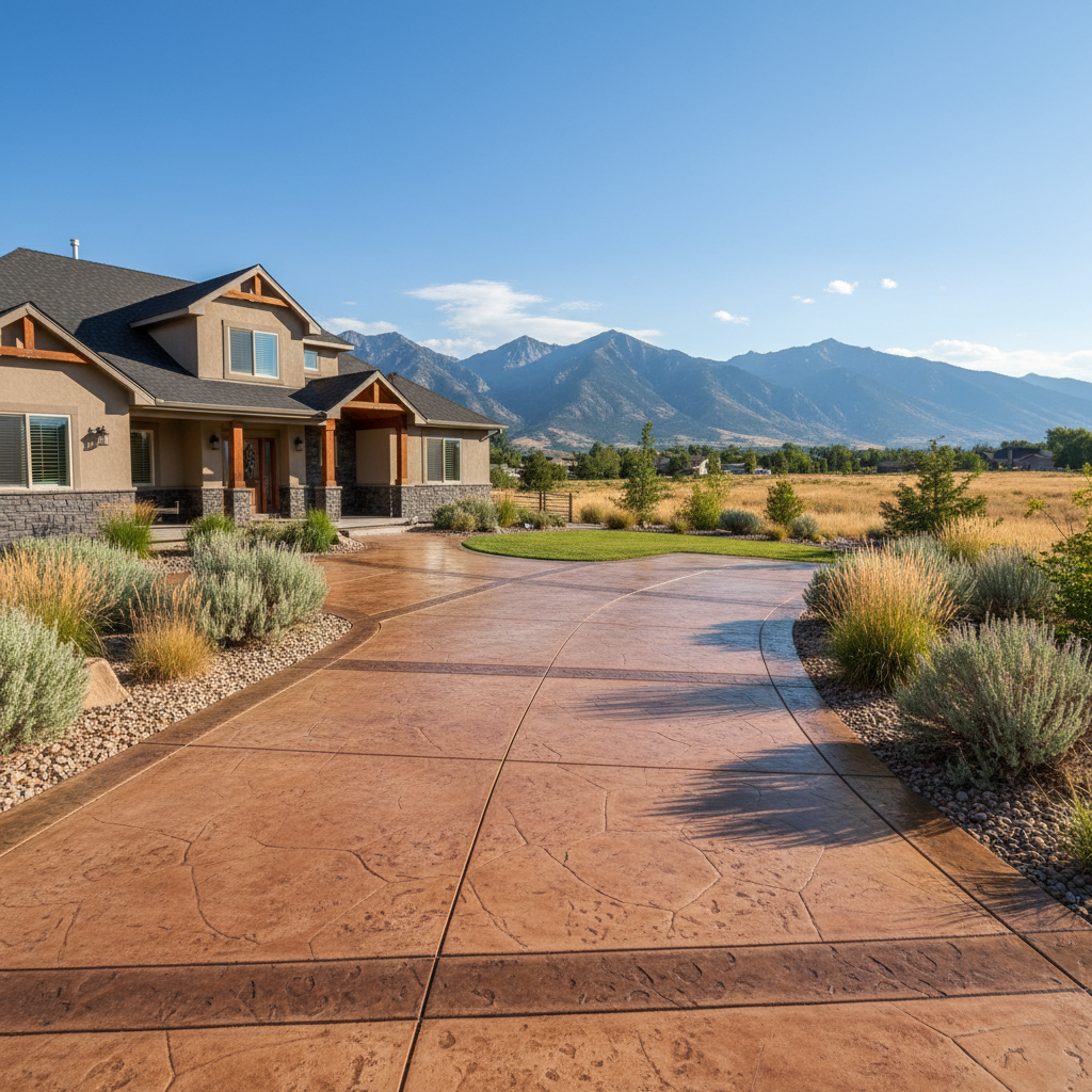 Completed decorative concrete work at a residential property in Salt Lake City, UT