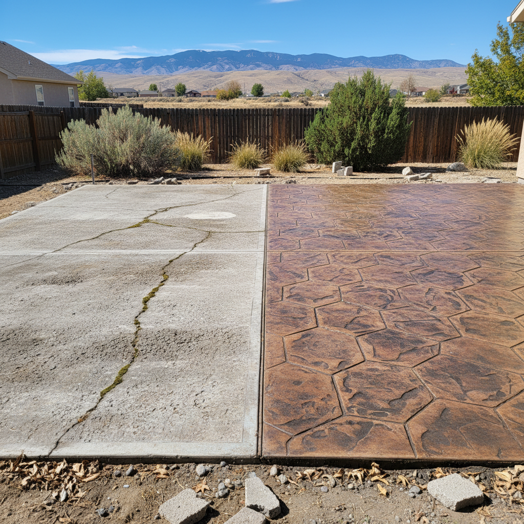 Completed decorative concrete work at a residential property in Kearns, UT