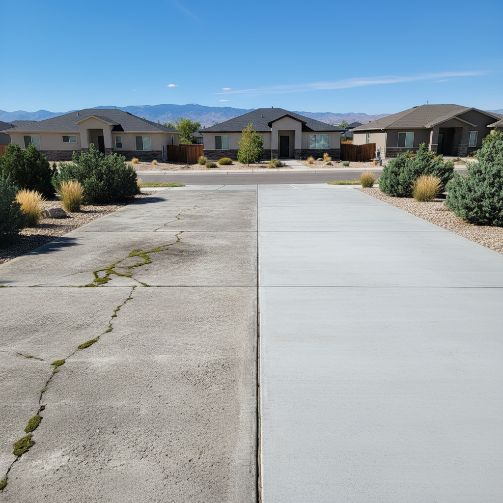 Completed concrete installation work at a residential property in West Valley City, UT