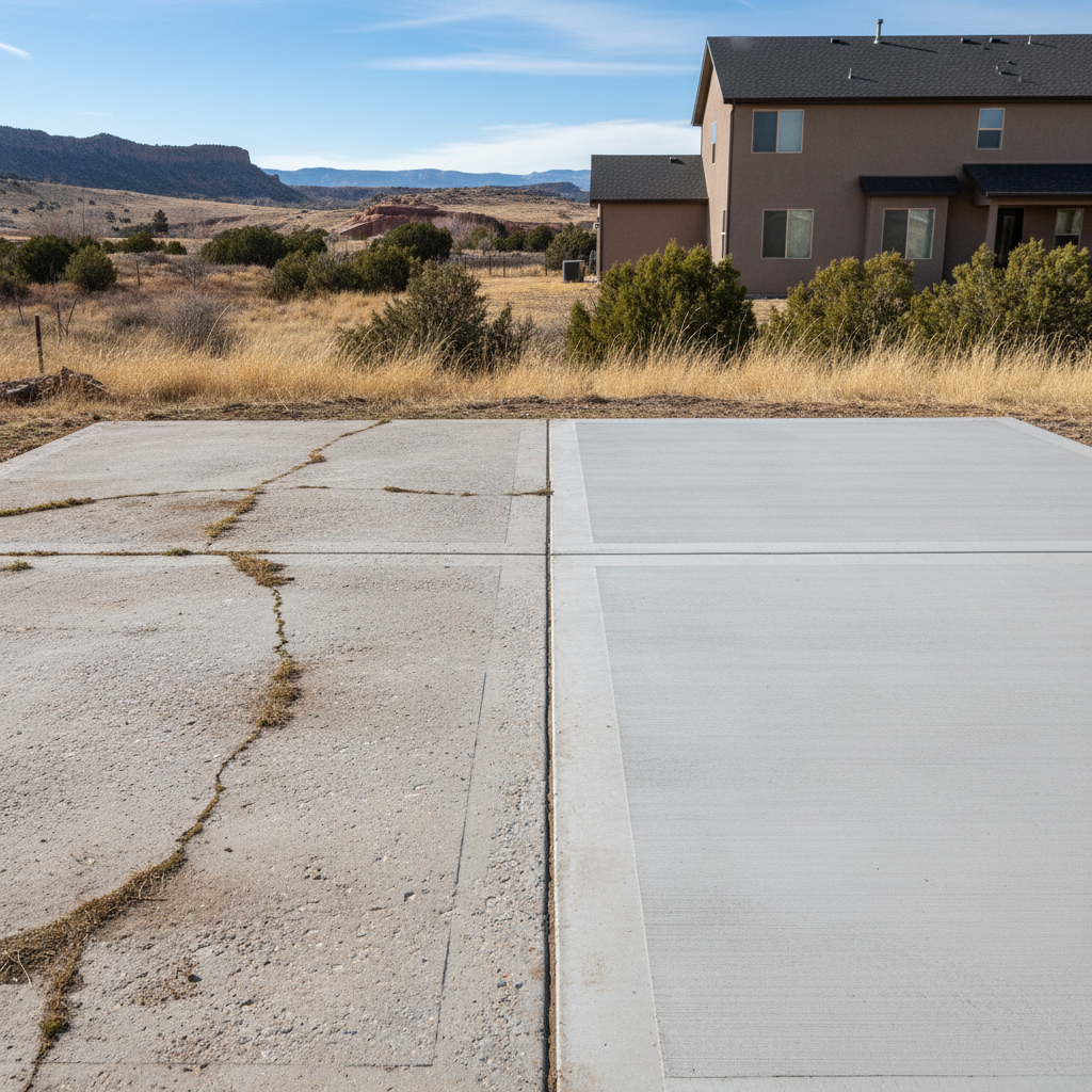 Completed concrete installation work at a residential property in West Jordan, UT