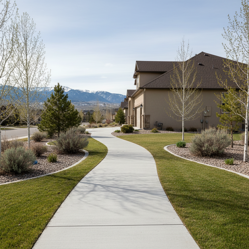 Completed concrete sidewalks work at a residential property in Millcreek, UT