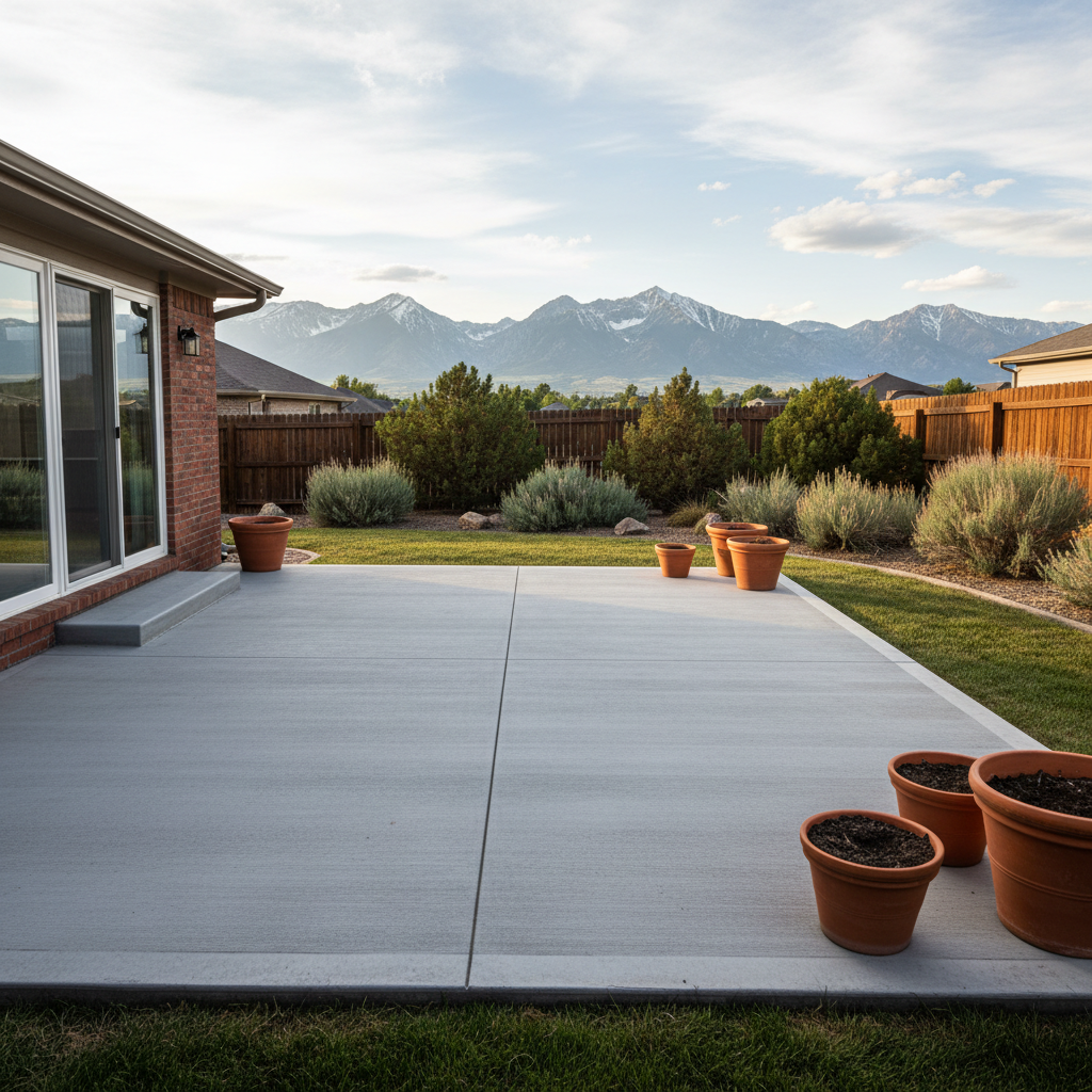 Completed concrete patios work at a residential property in Murray, UT