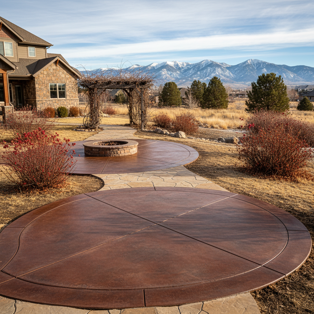Completed concrete staining work at a residential property in Murray, UT