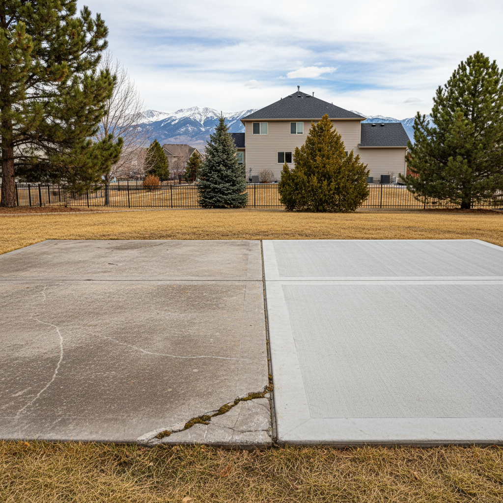 Completed concrete repair work at a residential property in Sandy, UT