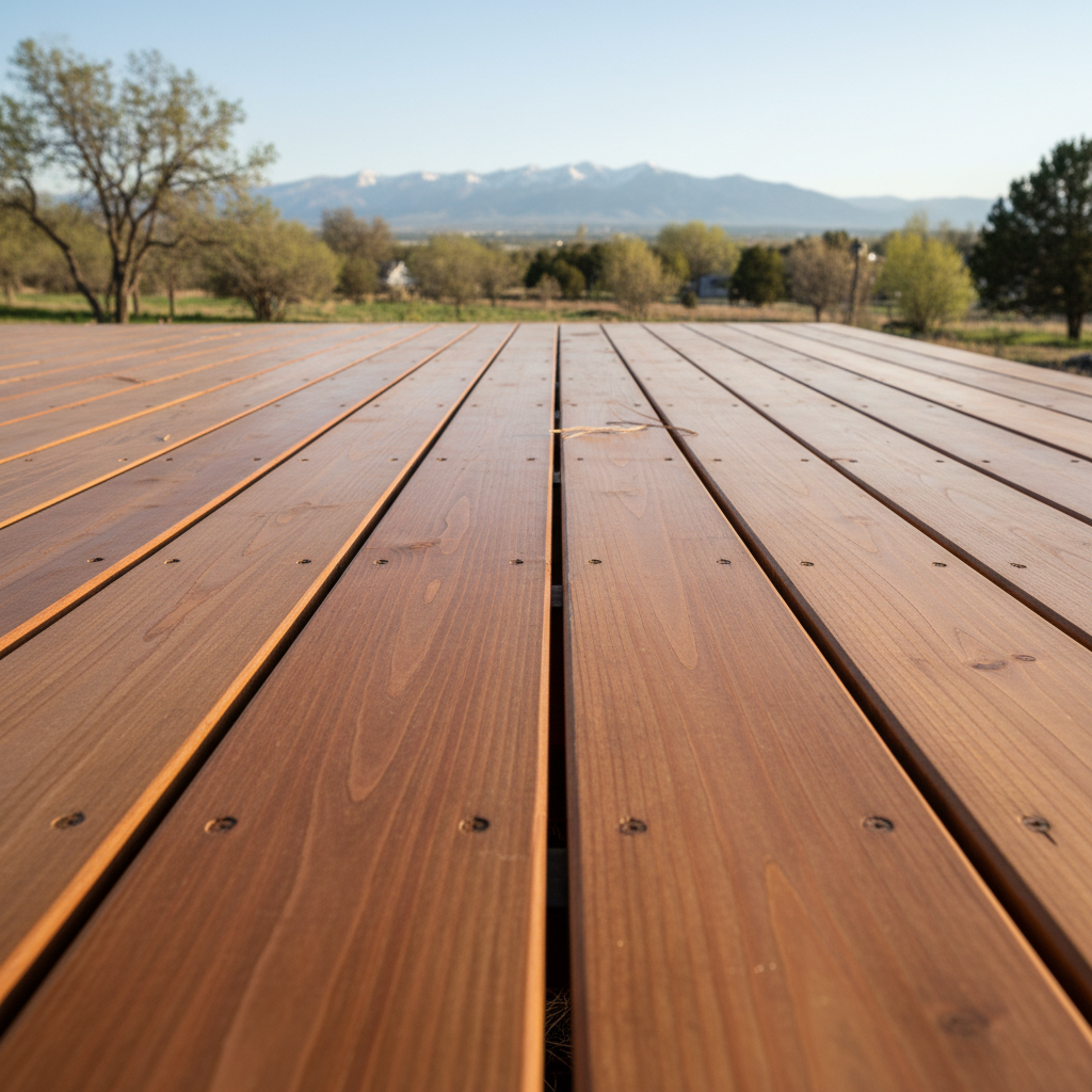 Completed wooden decks work at a residential property in Brigham City, UT