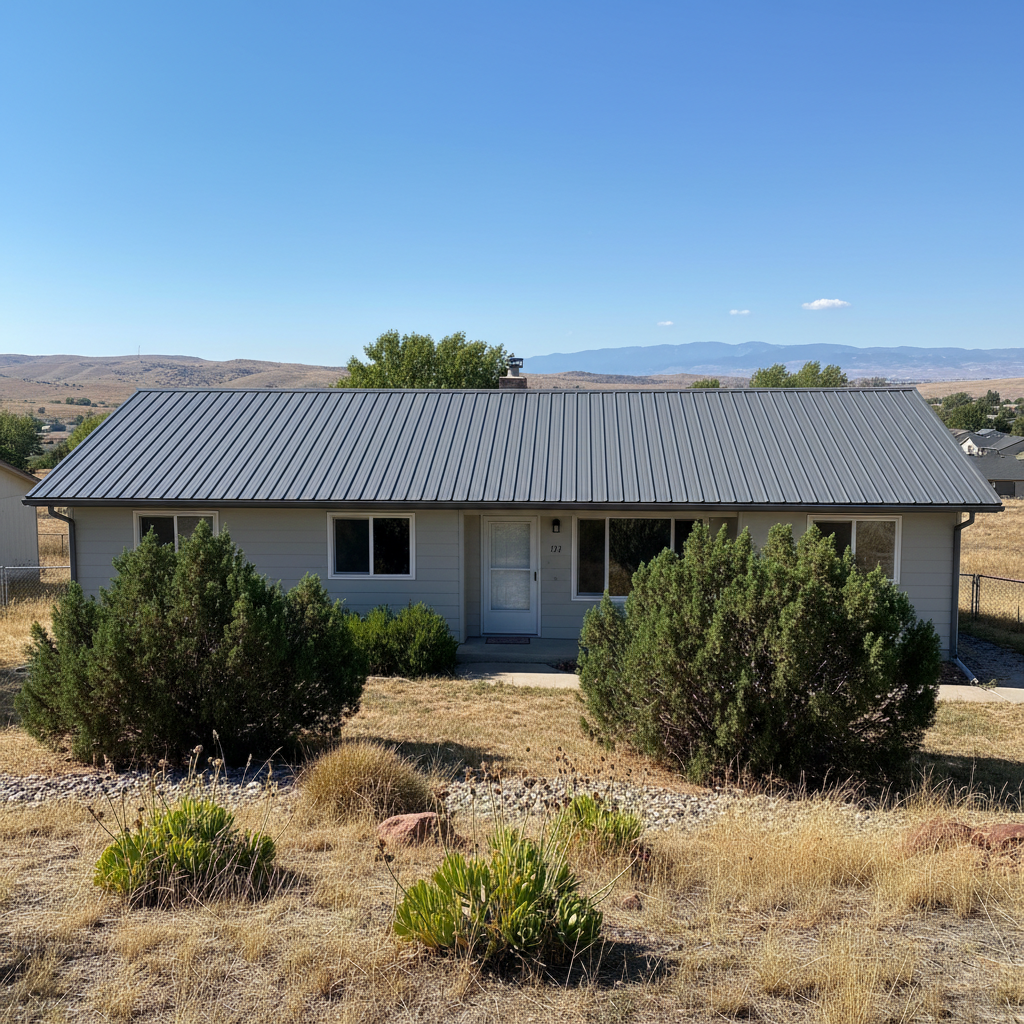 Completed metal roofing work at a residential property in Kearns, UT