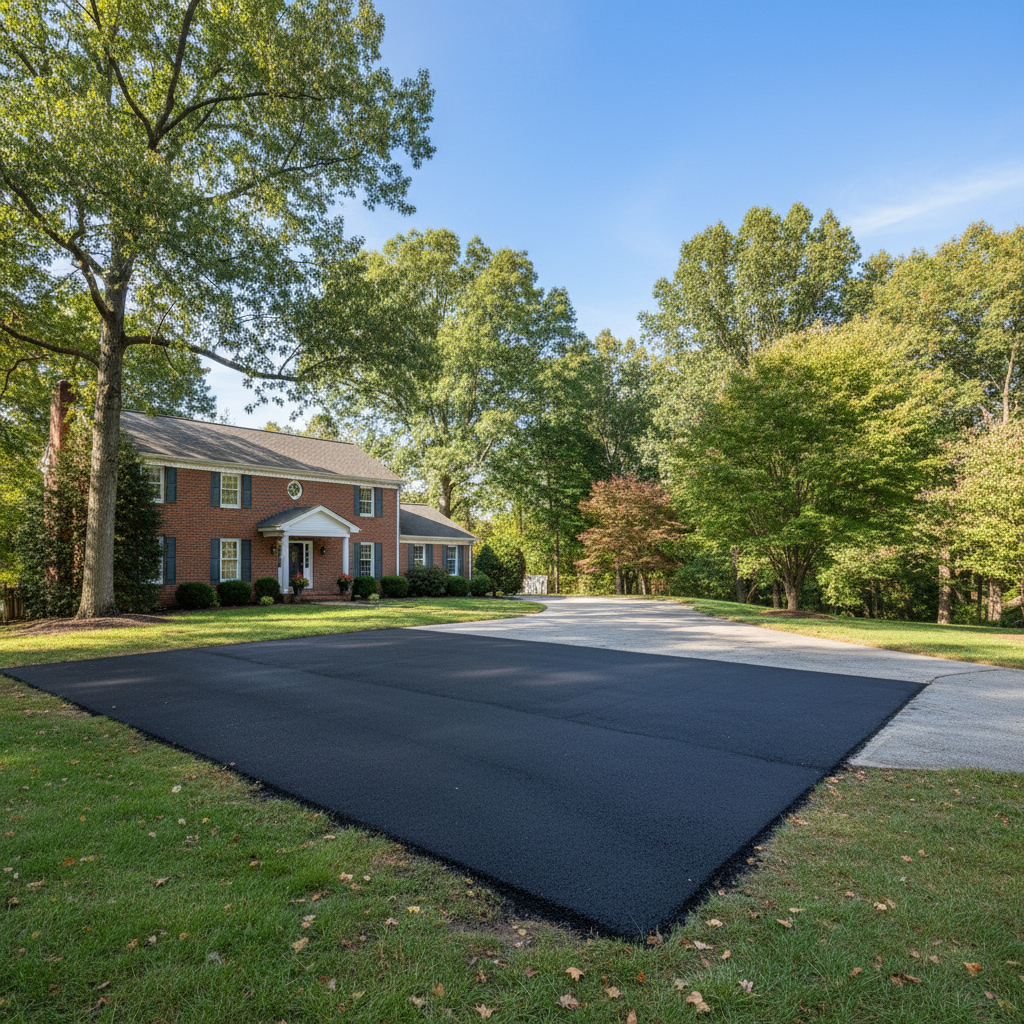 Completed asphalt patching work at a residential property in Falls Church, VA