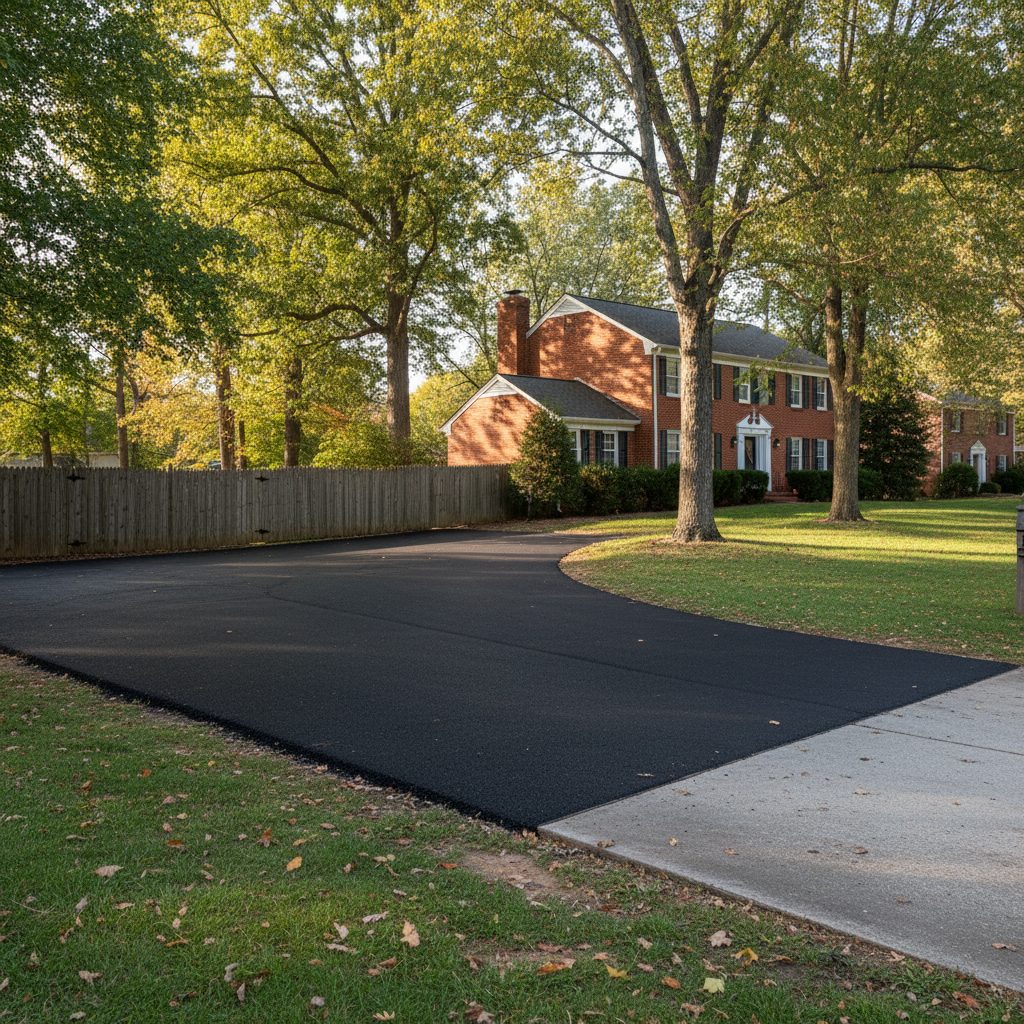 Completed asphalt repair work at a residential property in Falls Church, VA
