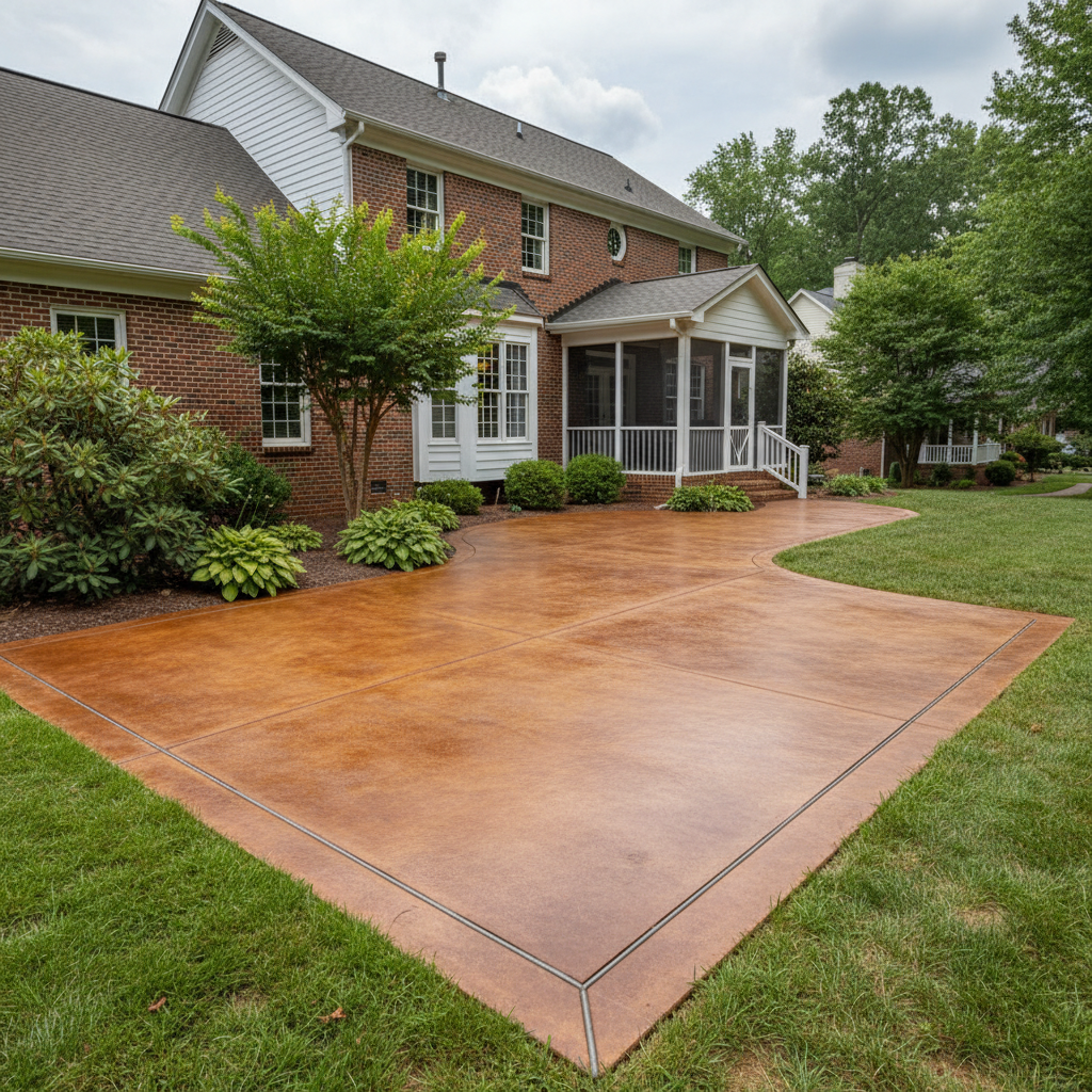 Completed concrete staining work at a residential property in Richmond, VA
