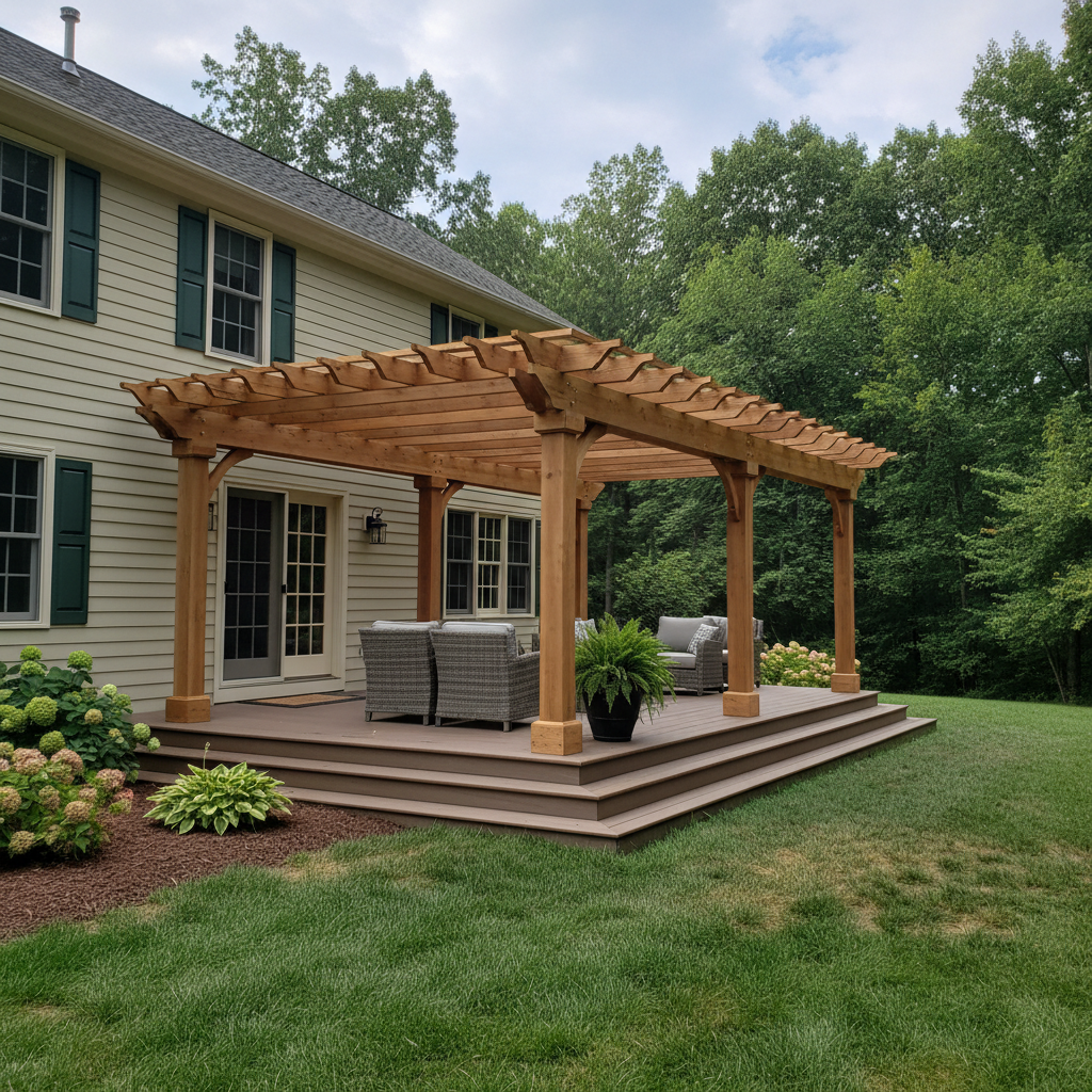 Completed pergola construction work at a residential property in Spotsylvania Courthouse, VA