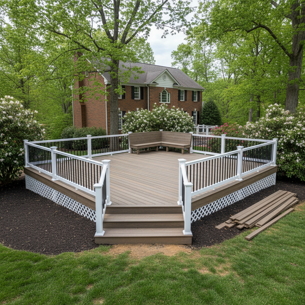 Completed trex decks work at a residential property in Spotsylvania Courthouse, VA