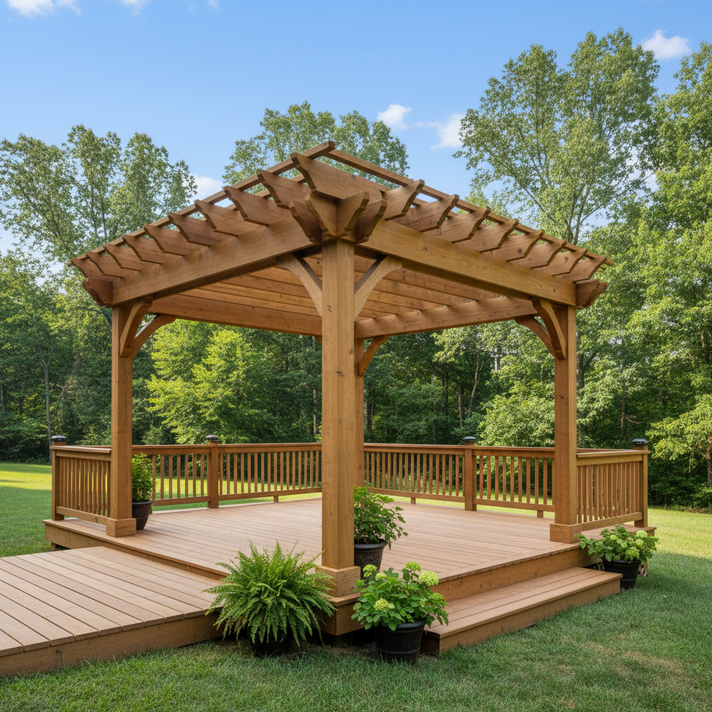 Completed pergola construction work at a residential property in Dumfries, VA
