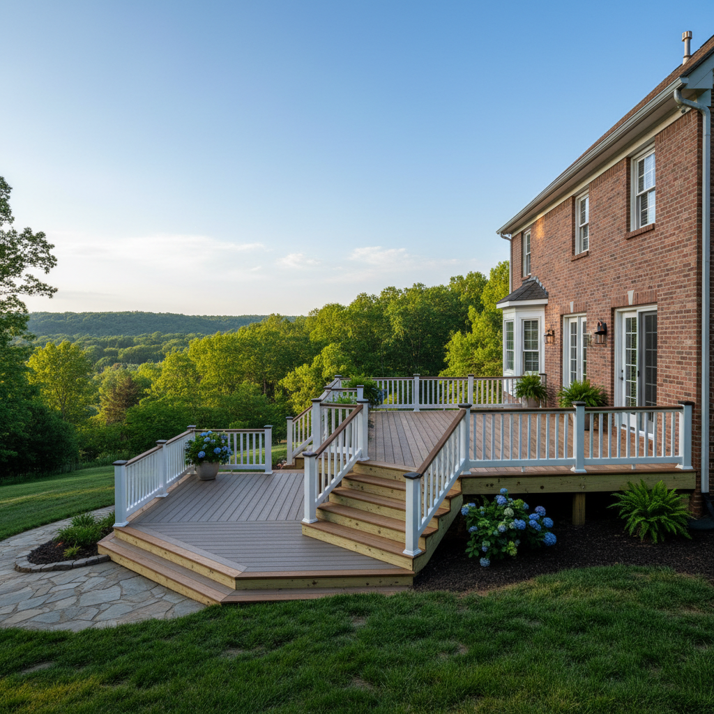 Completed deck construction work at a residential property in Spotsylvania Courthouse, VA