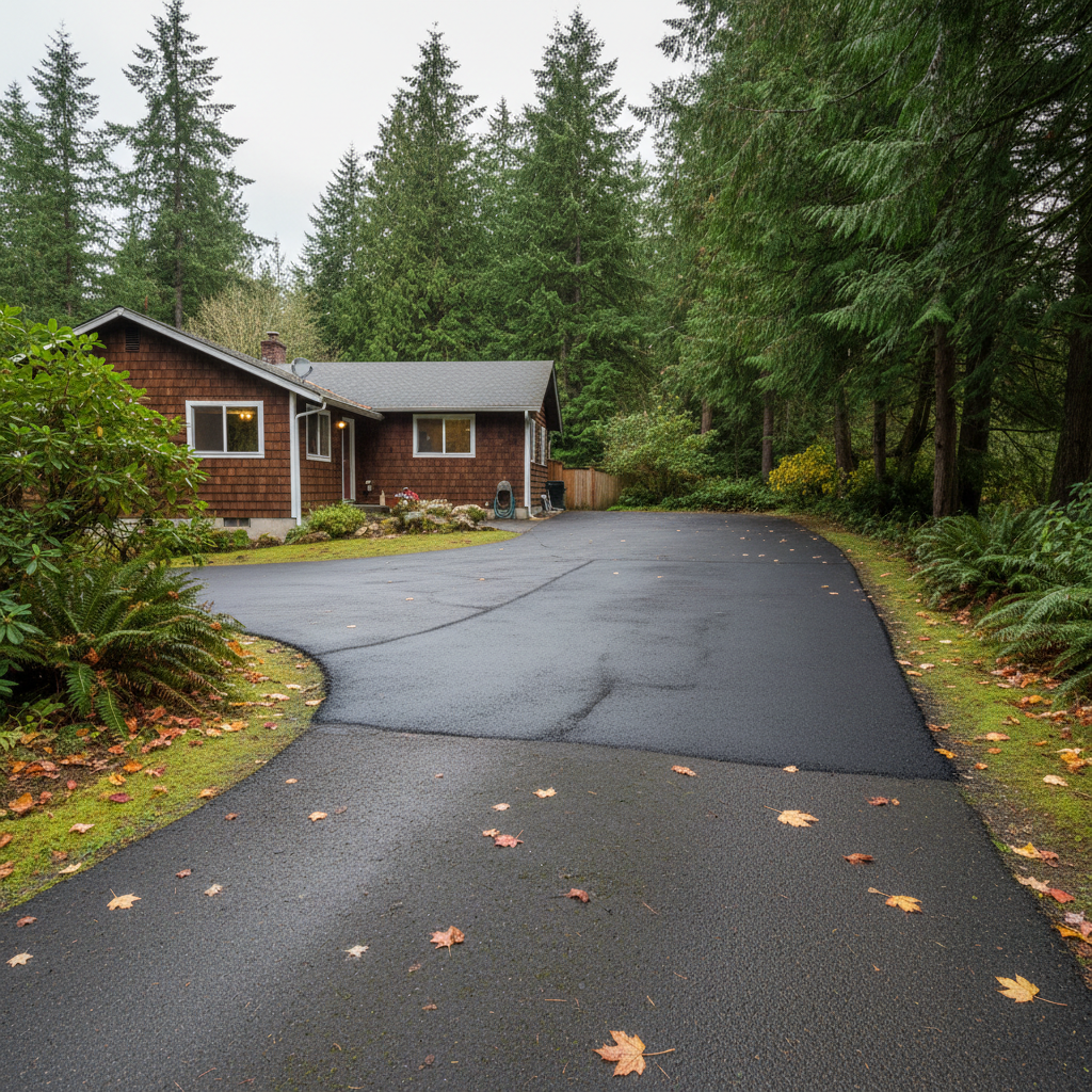 Completed asphalt patching work at a residential property in Kirkland, WA