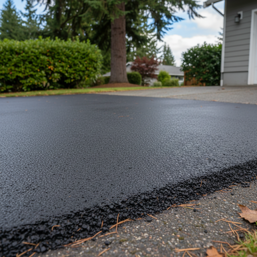 Completed asphalt repair work at a residential property in Kirkland, WA
