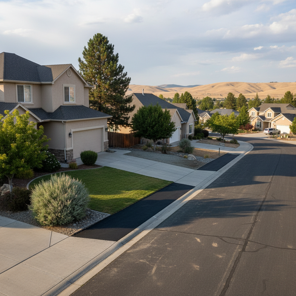 Completed asphalt patching work at a residential property in Richland, WA