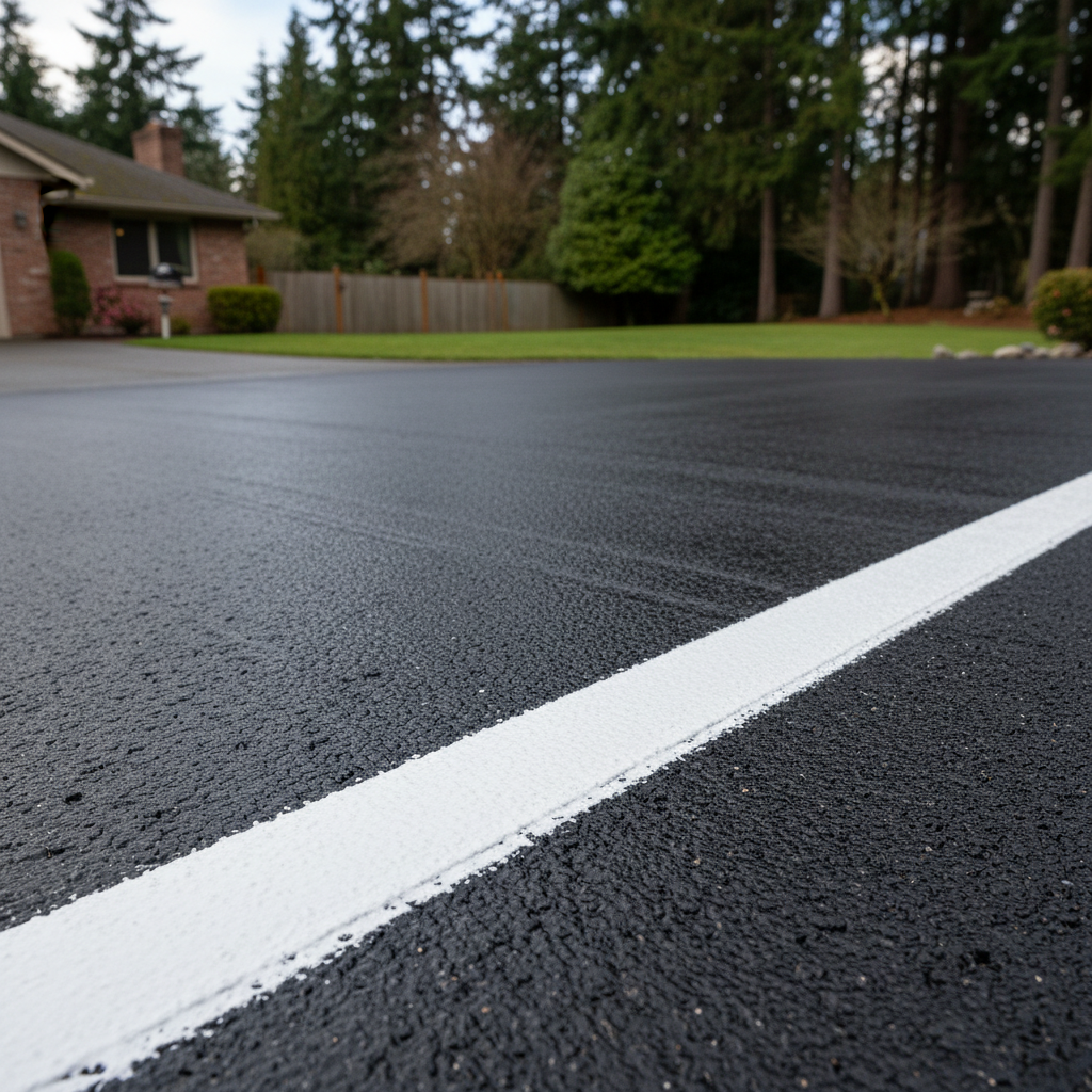 Completed asphalt striping work at a residential property in Kirkland, WA
