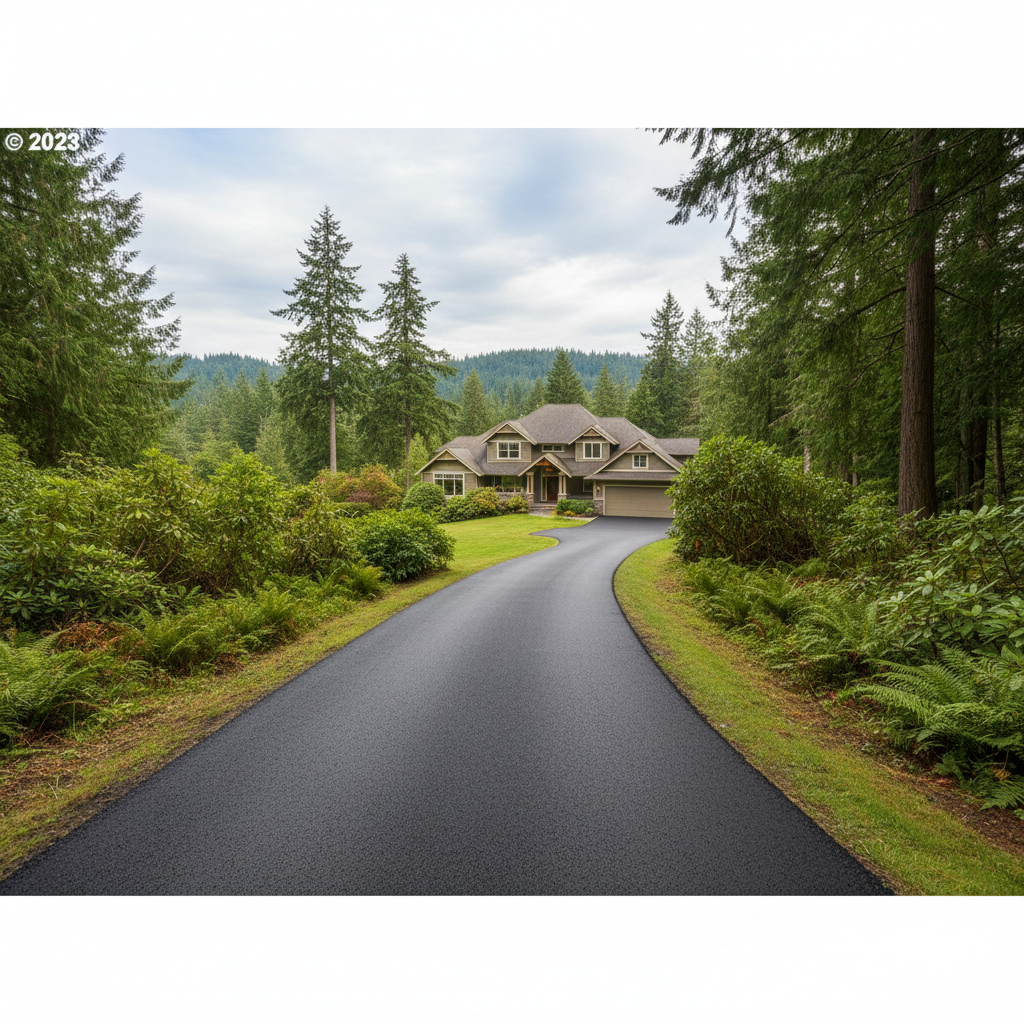 Completed driveway paving work at a residential property in Woodinville, WA