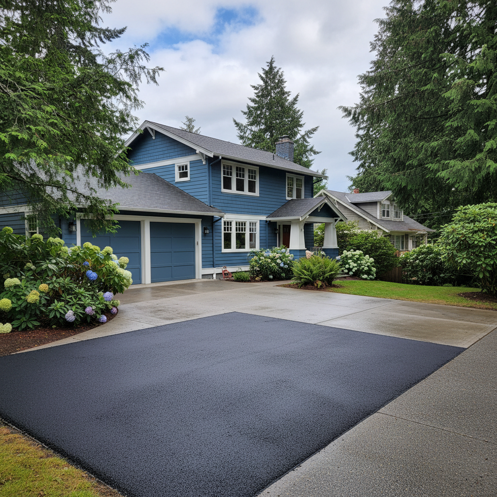 Completed asphalt repair work at a residential property in Seattle, WA