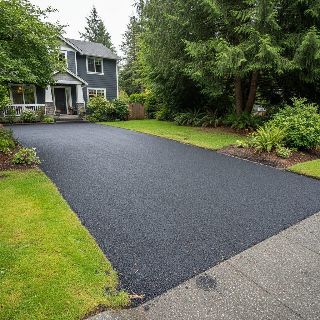 Completed asphalt milling work at a residential property in Woodinville, WA