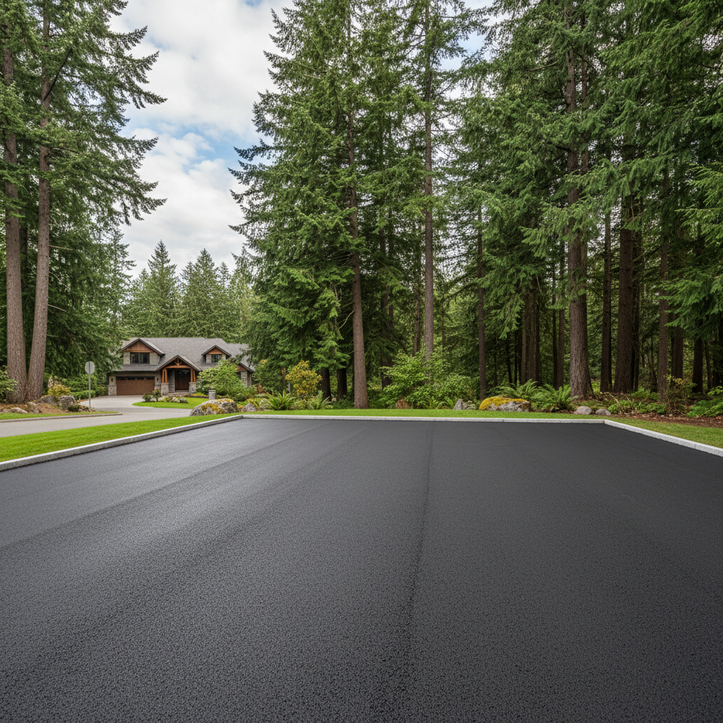 Completed parking lot paving work at a residential property in Redmond, WA