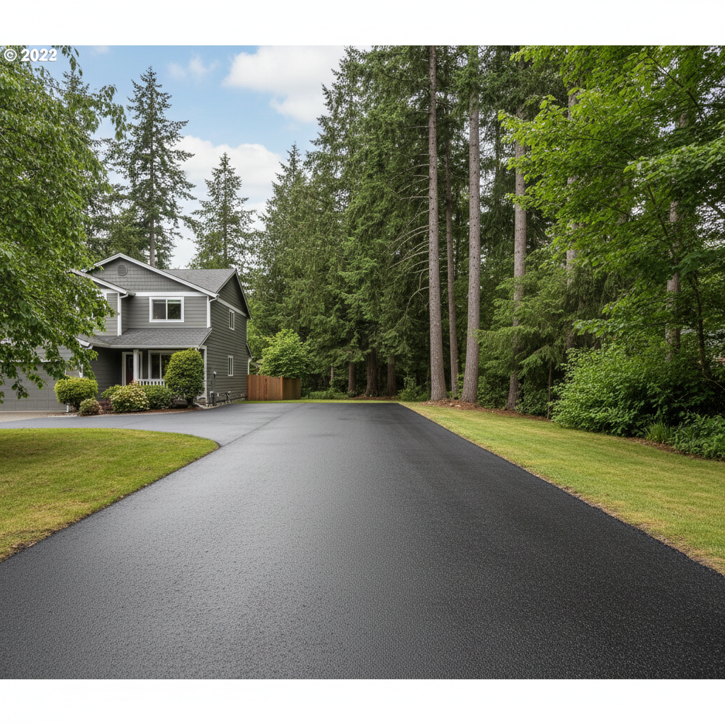 Completed driveway paving work at a residential property in Shoreline, WA