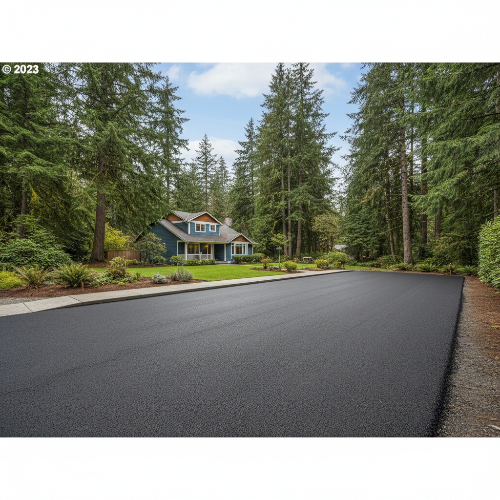 Completed parking lot paving work at a residential property in Woodinville, WA