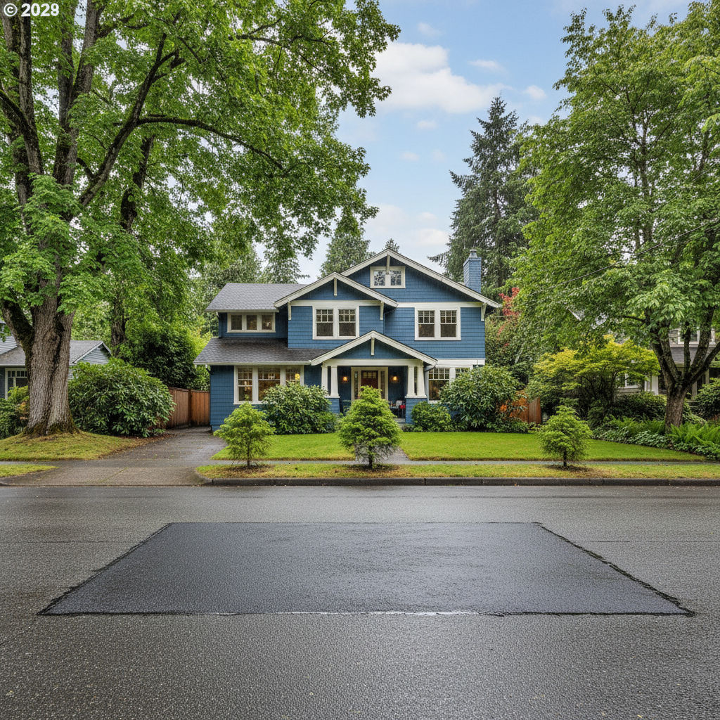 Completed asphalt patching work at a residential property in Seattle, WA