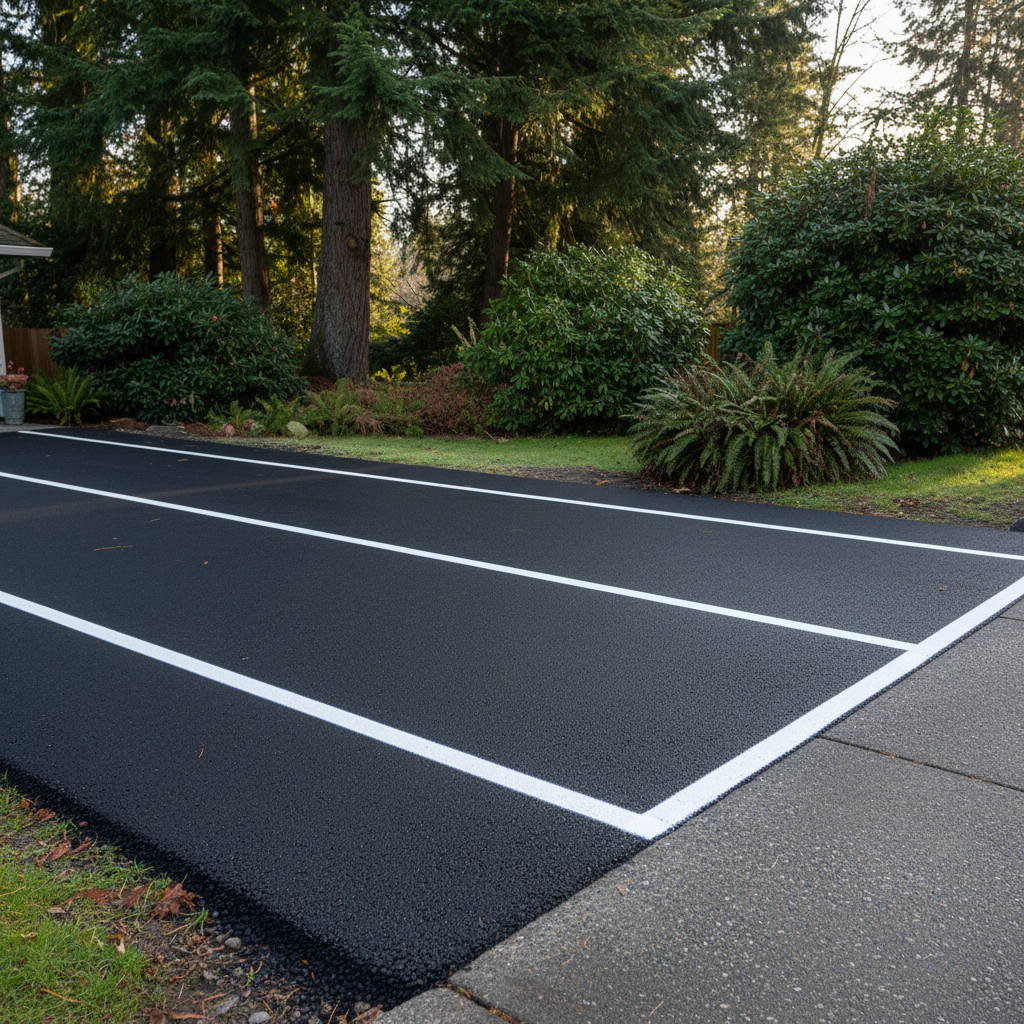 Completed asphalt striping work at a residential property in Federal Way, WA