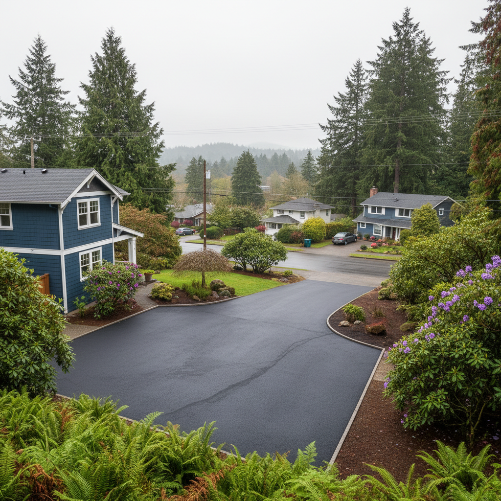 Completed commercial asphalt work at a residential property in Seattle, WA