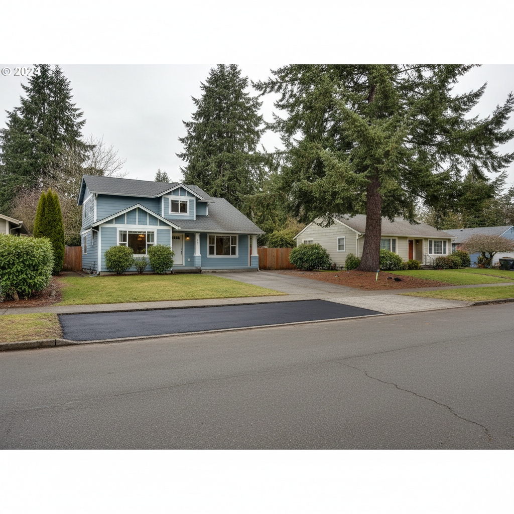 Completed asphalt patching work at a residential property in Lakewood, WA