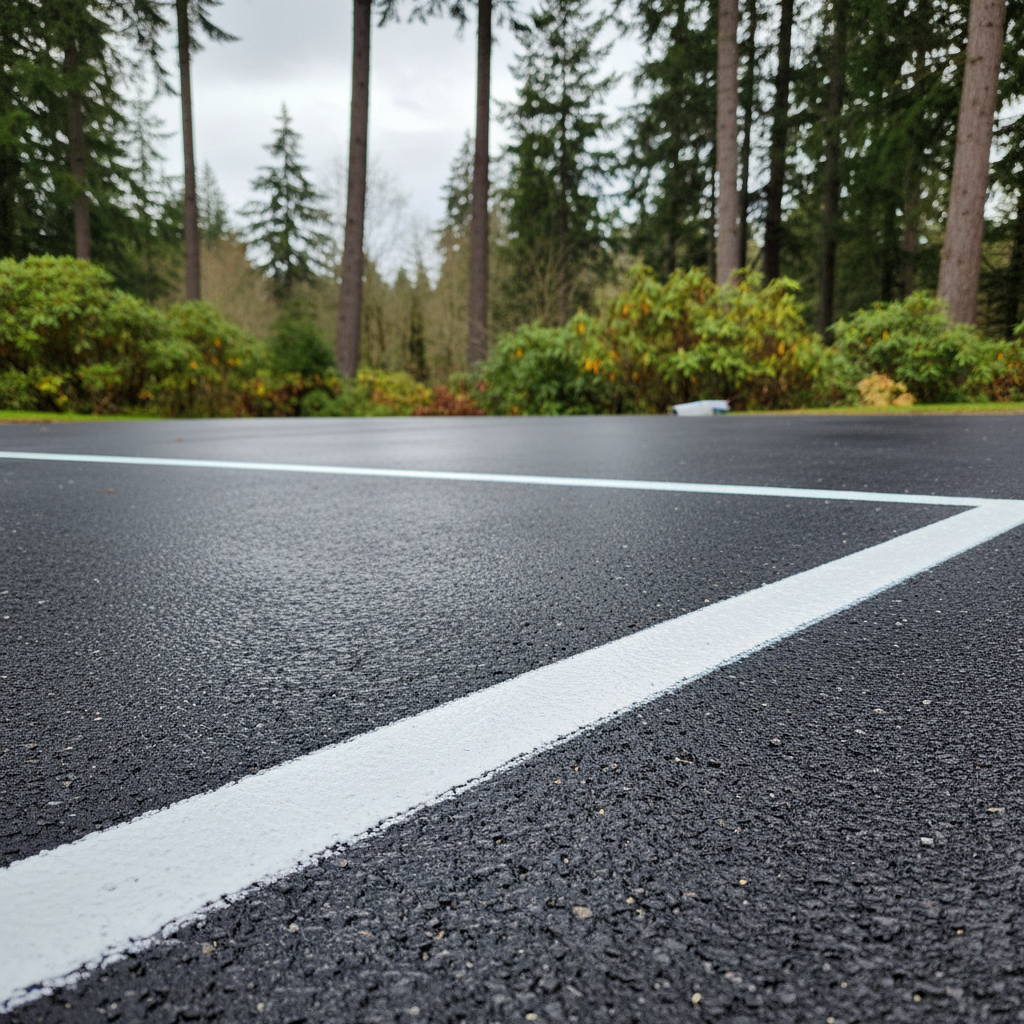 Completed asphalt striping work at a residential property in Edmonds, WA