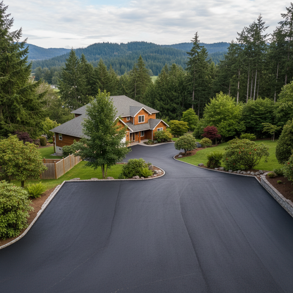 Completed parking lot paving work at a residential property in Bremerton, WA