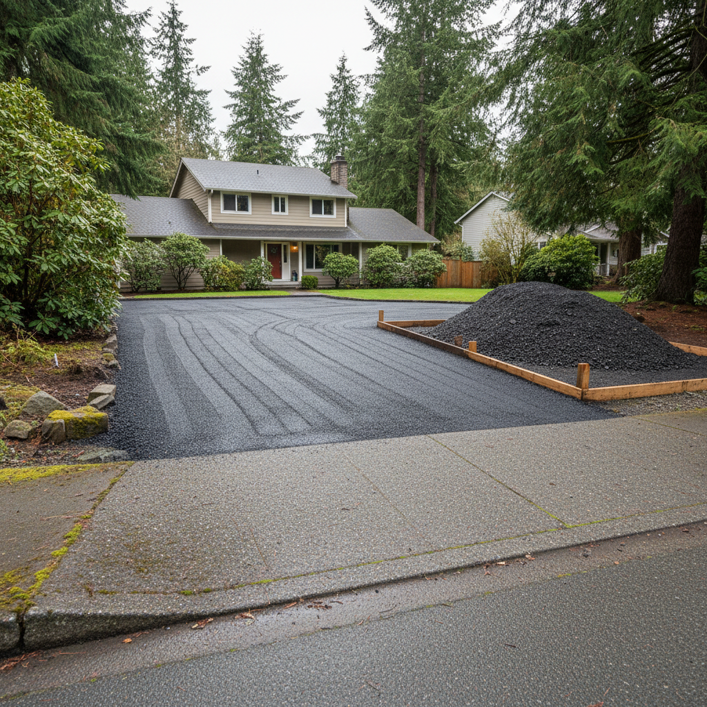 Completed asphalt milling work at a residential property in Kent, WA