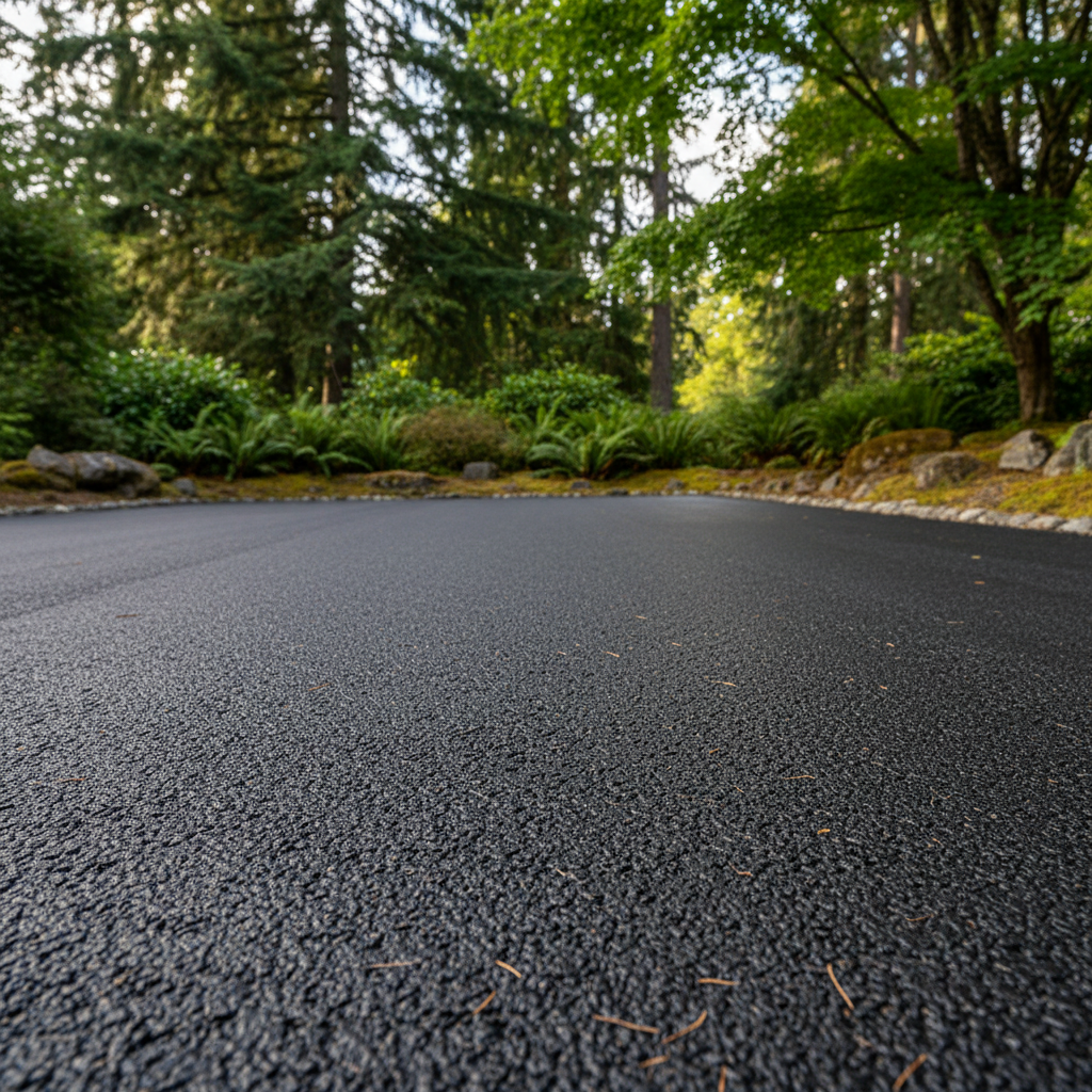 Completed parking lot paving work at a residential property in Kent, WA