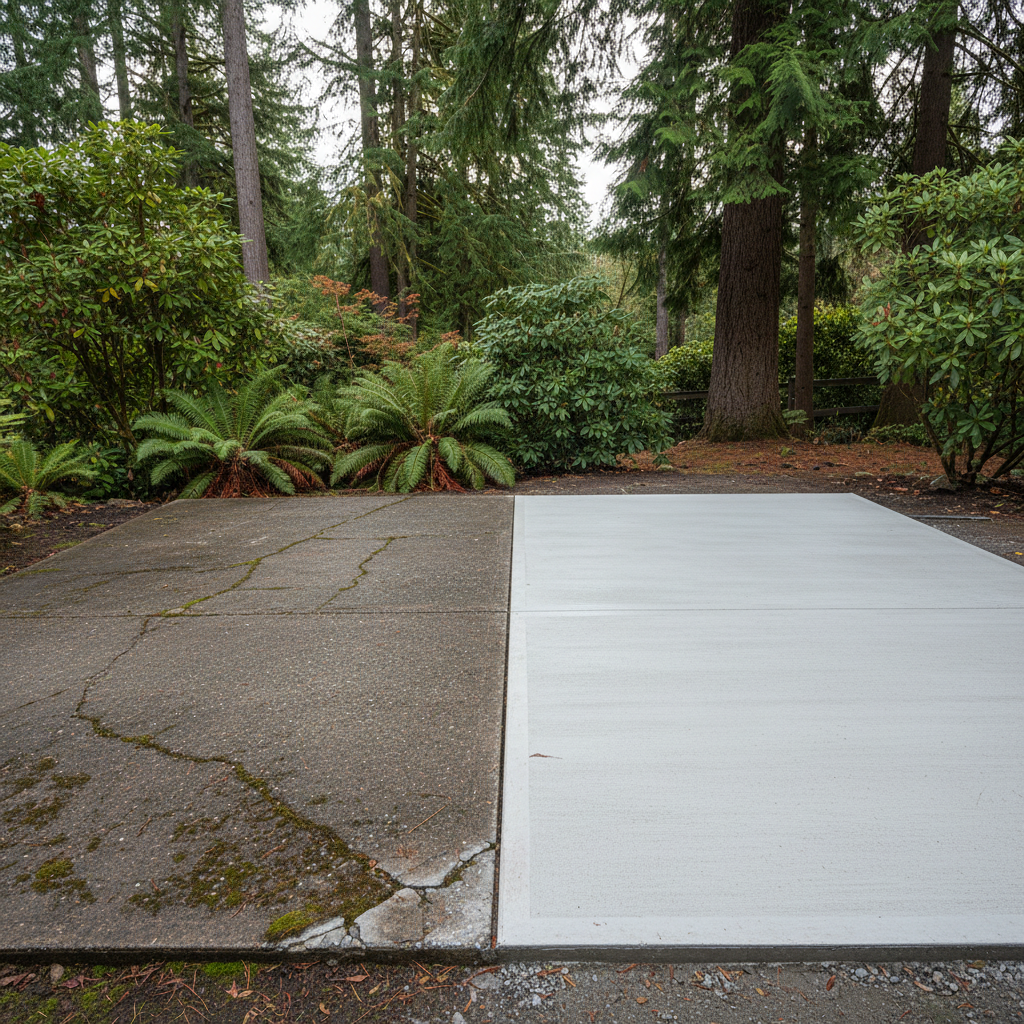 Completed concrete flatwork work at a residential property in Redmond, WA