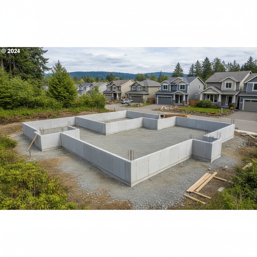 Completed concrete foundations work at a residential property in Lynnwood, WA