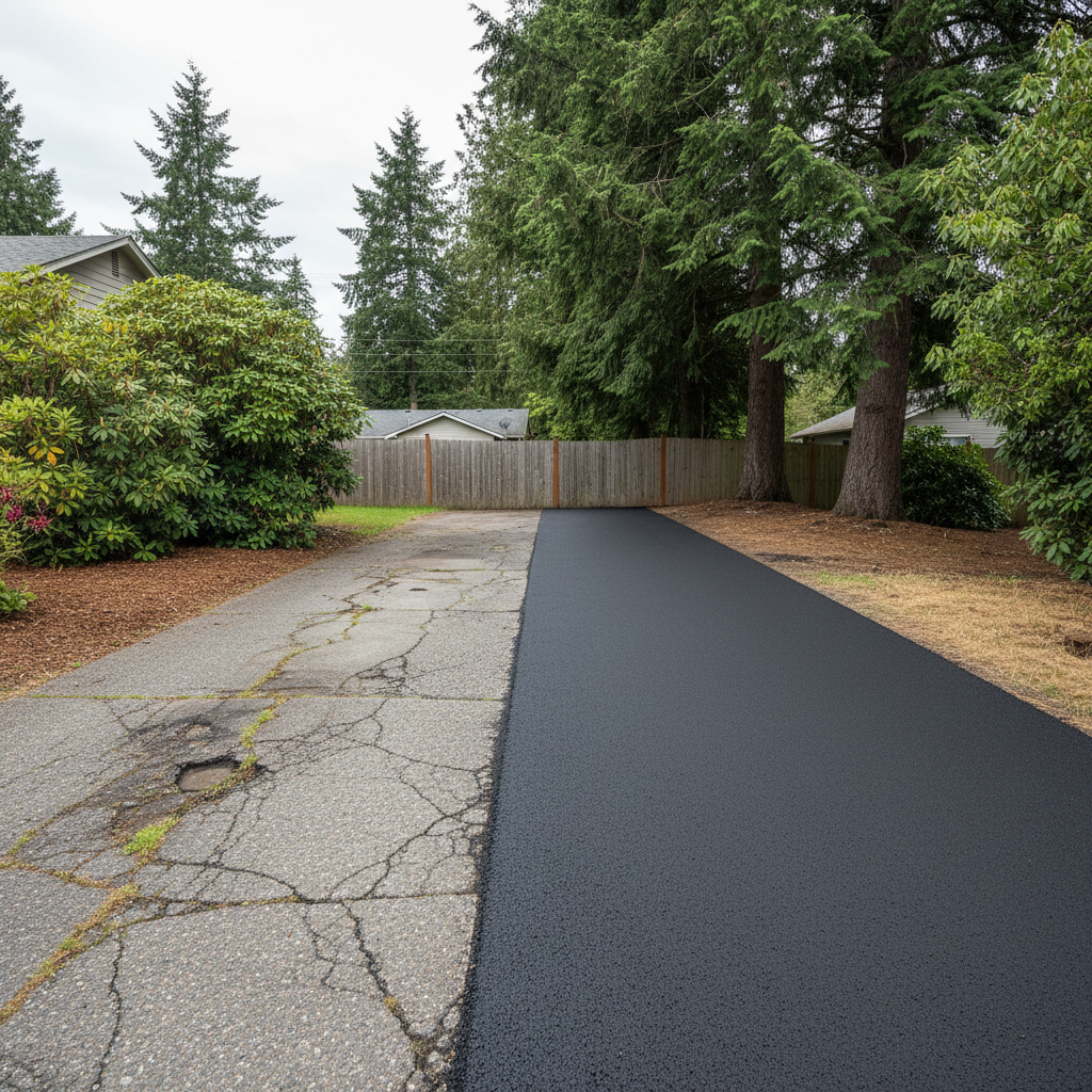 Completed asphalt milling work at a residential property in Arlington, WA
