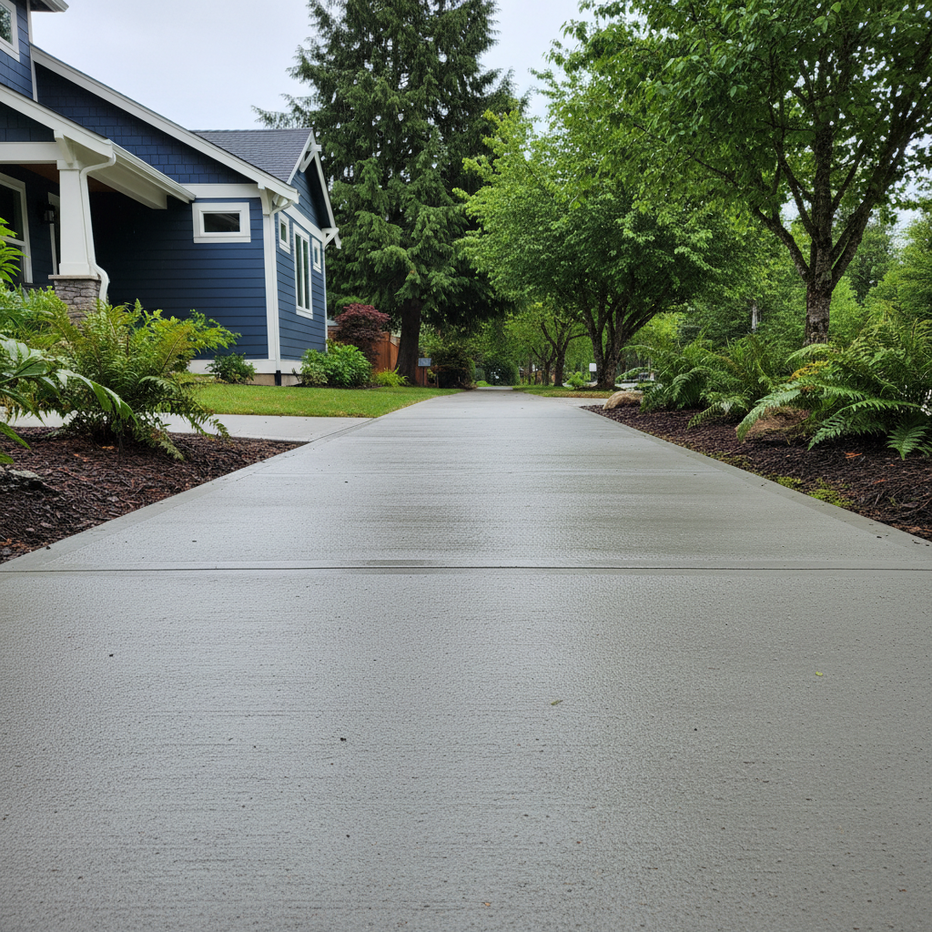 Completed concrete sidewalks work at a residential property in Kirkland, WA