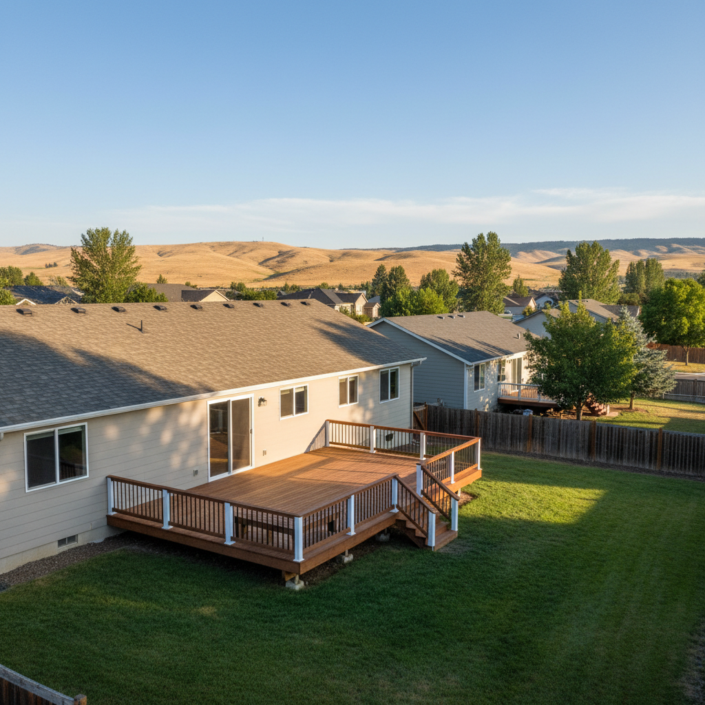 Completed deck construction work at a residential property in Richland, WA