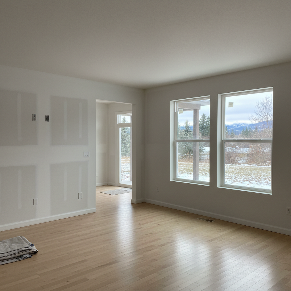 Completed drywall installation work at a residential property in Spokane, WA