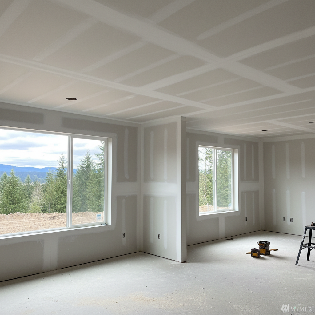 Completed sheetrock installation work at a residential property in Tacoma, WA